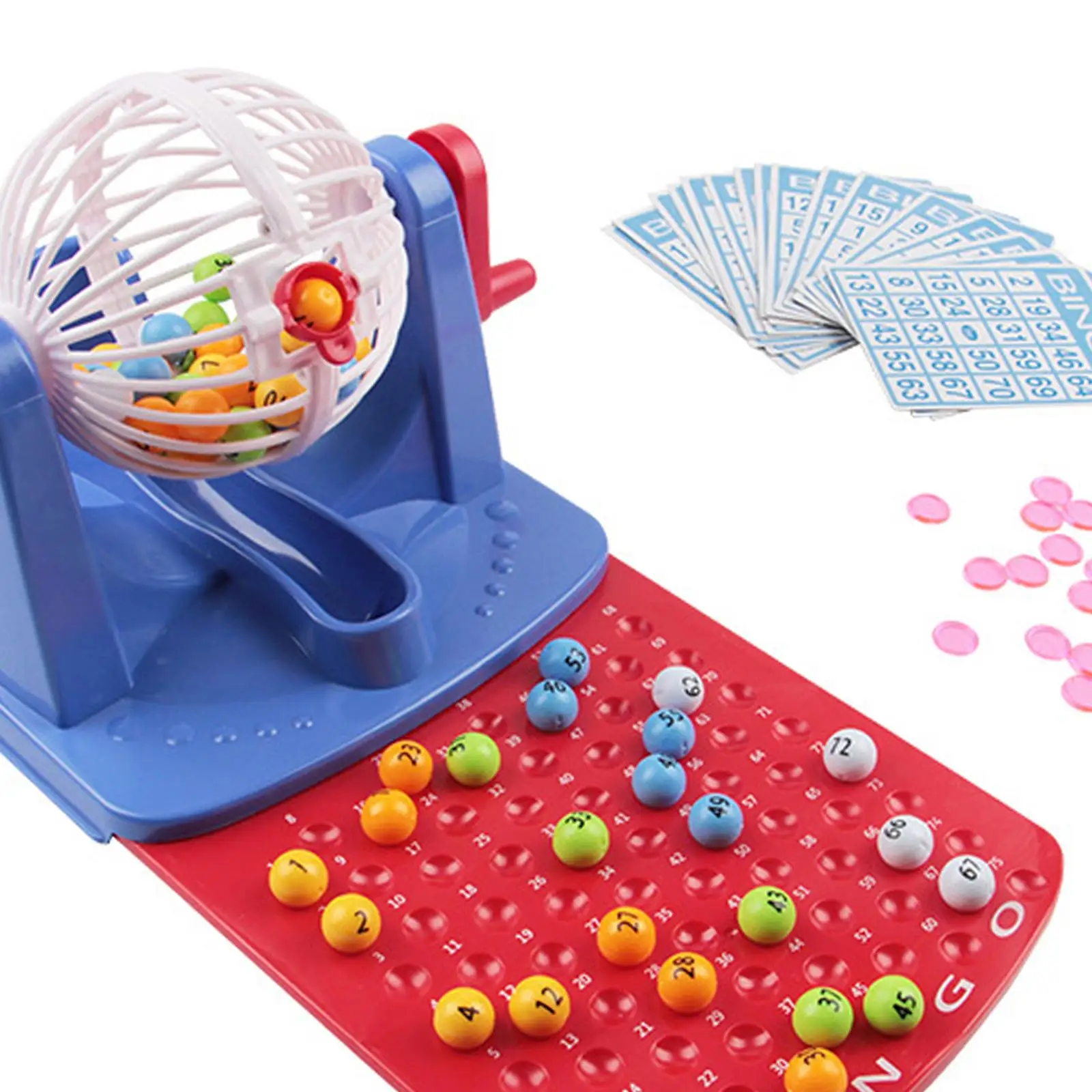 Traditional Bingo Game 56 Mixed Cards 75 Numbers Reusable Vintage Lucky Ball Machine for Party Bar Festivals Birthday Group