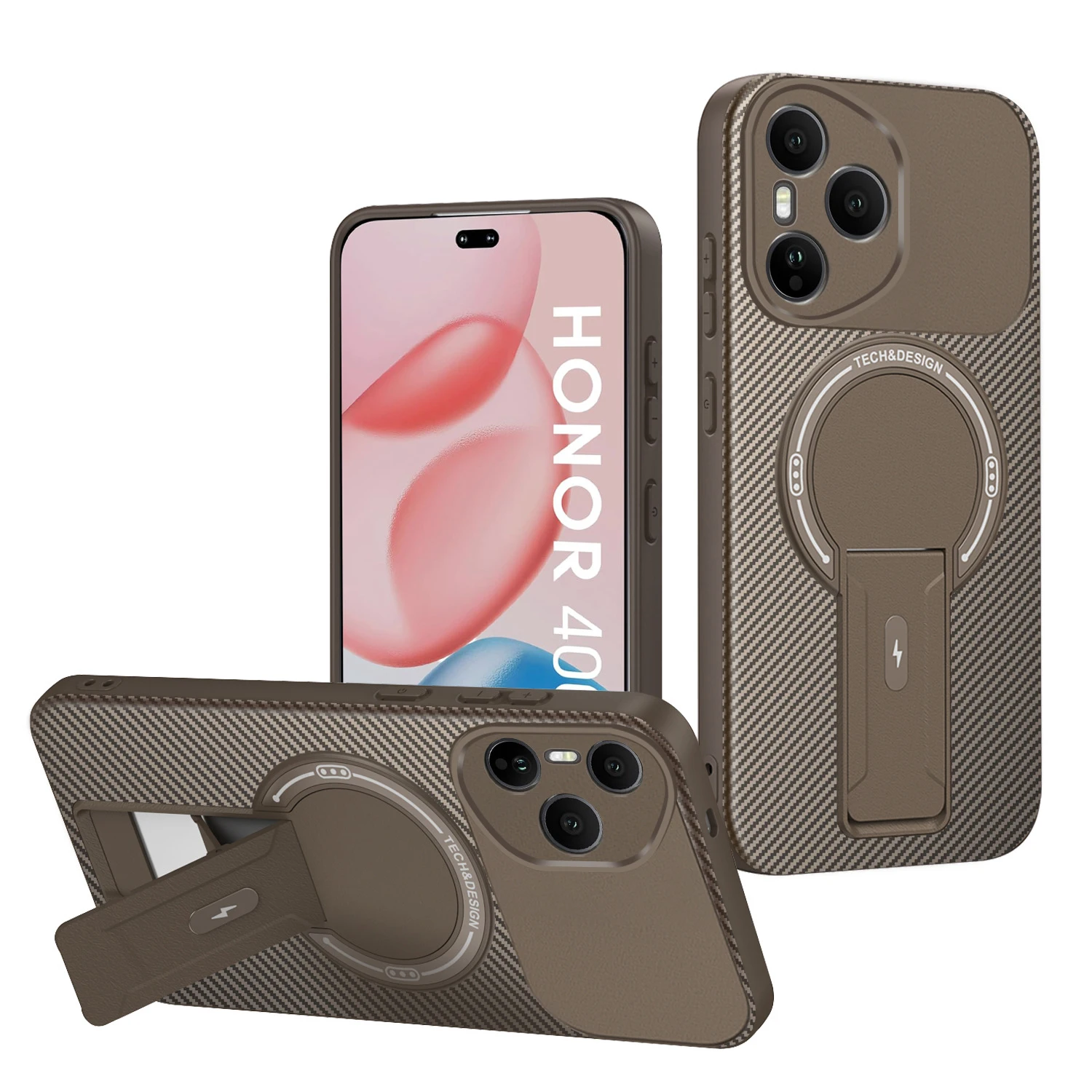 Luxury Magnetic Carbon Stand Case | Wireless Charging Phone Back Cover