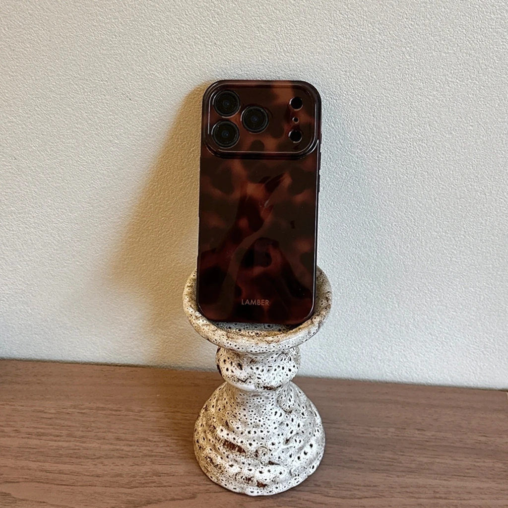 Retro Stylish Amber Color Lamber Pattern Glossy Phone Cover Case for iPhone 17 16 15 14 13 12 Pro Max Plus Air Image 14
