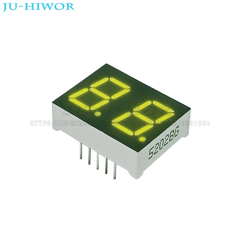 10pcs 10Pins 5202AG 5202BG 0.5 Inch 2 Digit Bits 7 Segment Yellow-Green Chartreuse led digital tube display Common Anode Cathode
