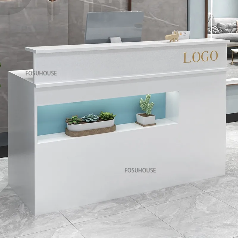 Modern Reception Desk Office Furniture Designer Front Desk Checkout Counter Clothing Store Light Luxury Reception Desks Table