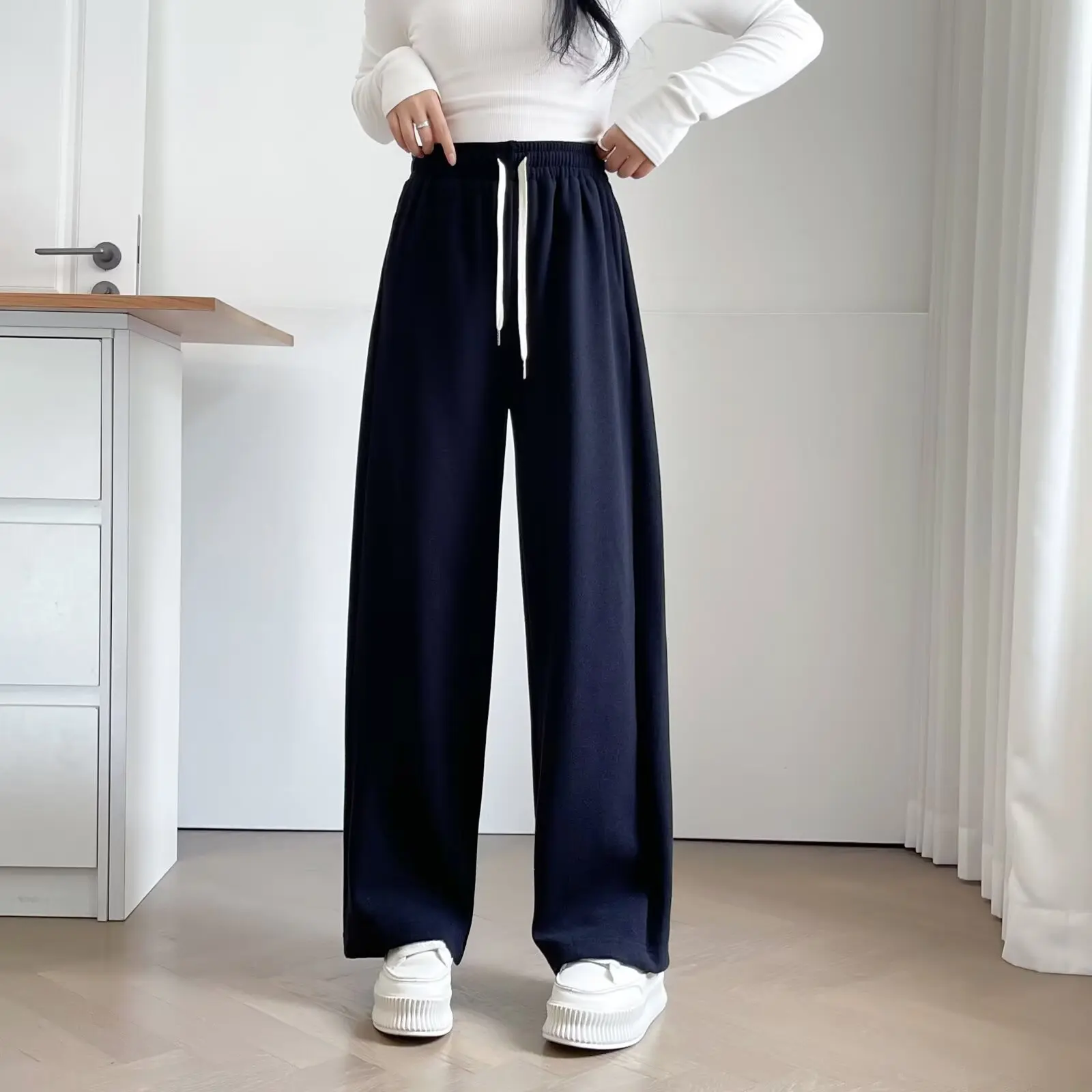 Winter New Simple Basic Style Fleece And Thickened Long Trousers XXXXL Fashion Plus Size Women's Straight Leg Pants 2569