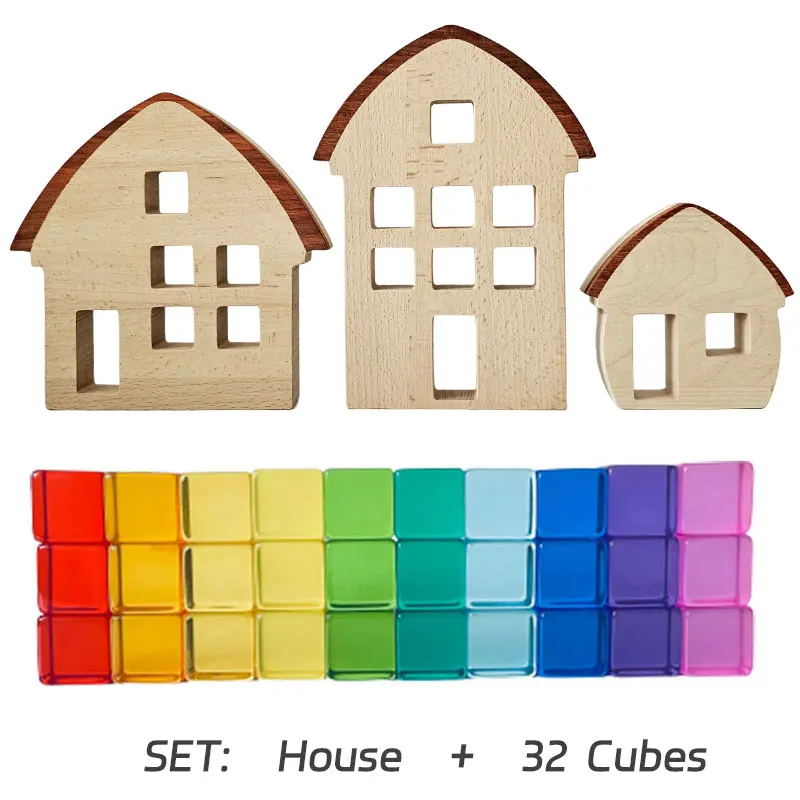 Bac Sensoriel TickiT Blocs De Construction Arc-en-Ciel En Acrylique, 10 Cubes Colorés En Forme De Pierres Précieuses, Jouet Sensoriel Et Moteur, Jouet D'empilage Pierre Precieuse