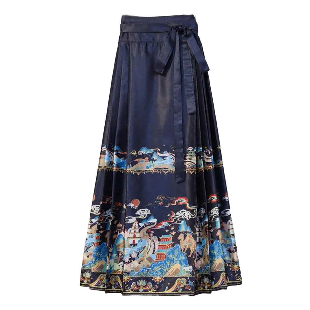 

Hot New Stylish Comfy Skirt Skirt Jacquard Lace-up Lace-up Skirt Makeup Ming-made Adjustable Waist National Style