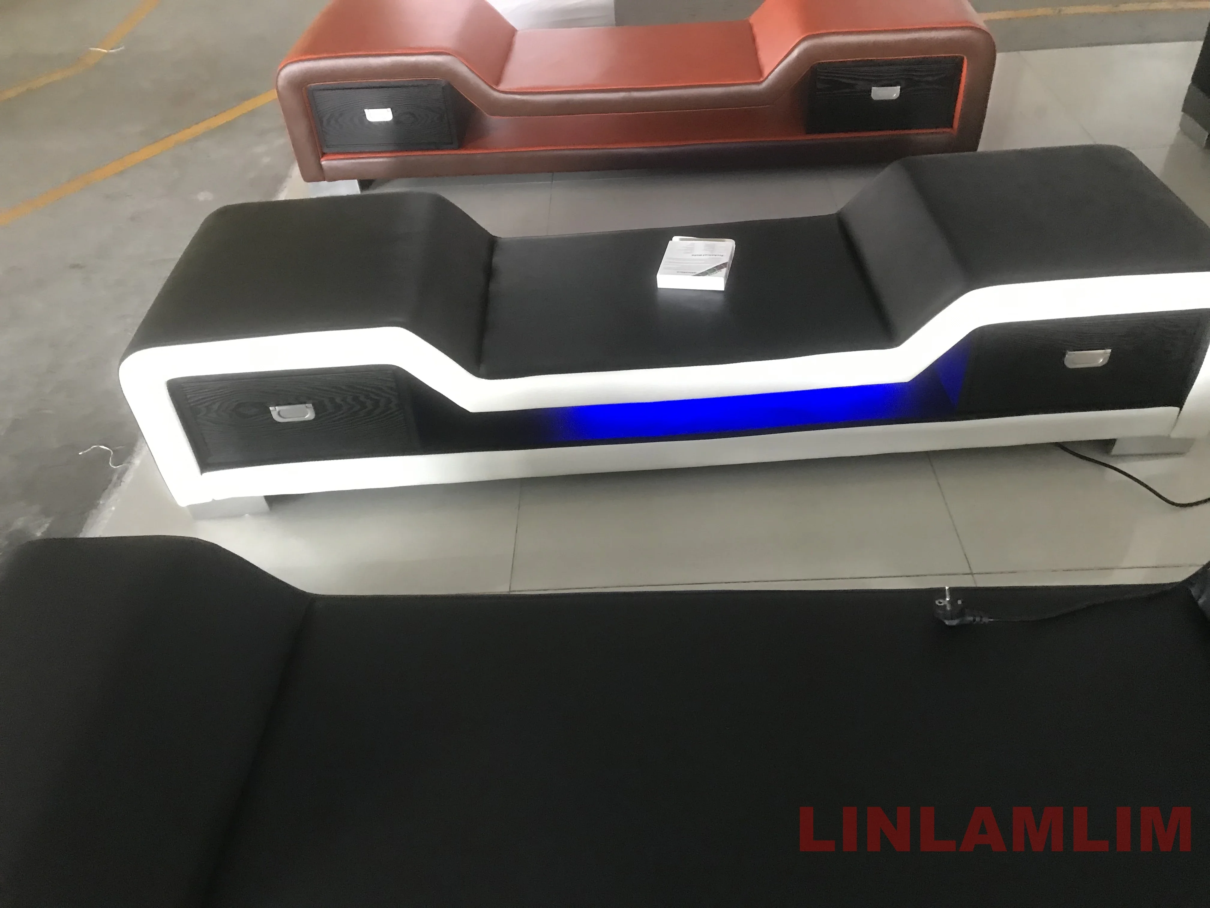 Linlamlim Modern LED Coffee Table and TV Stand with Storage Drawer, Stylish Curved Edges for Living Room and Entertainment Space