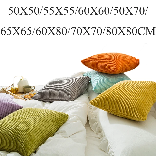 Funda de almohada decorativa, 50x50/55x55/60x60/50x70/65x65/60x80/70x70/80x80cm,  funda de cojín a rayas de gran tamaño para sofá - AliExpress