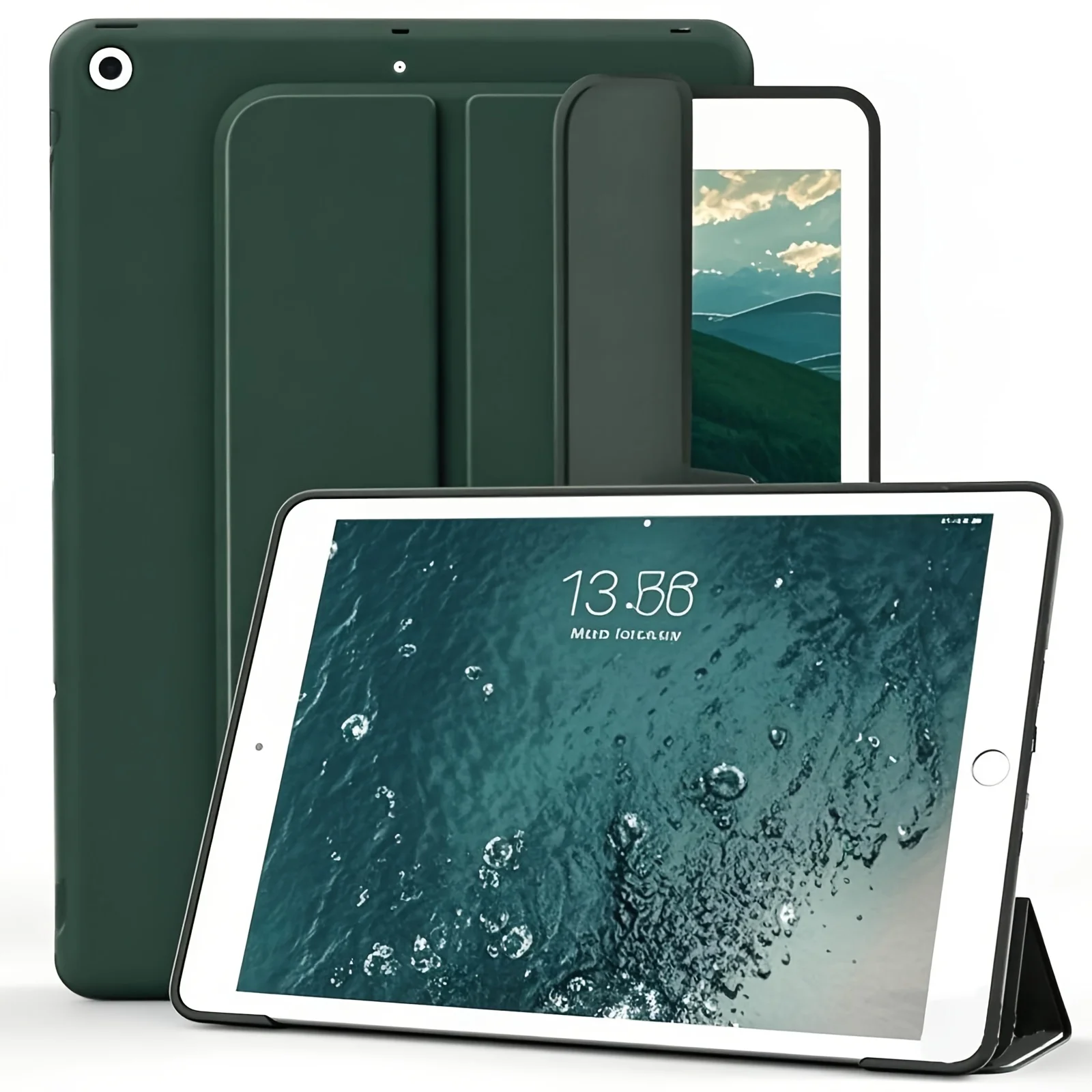 Para Apple iPad 10,2 2019 2020 2021 7a 8a 9a generación funda inteligente con tapa magnética, soporte triple, funda de silicona suave a prueba de golpes