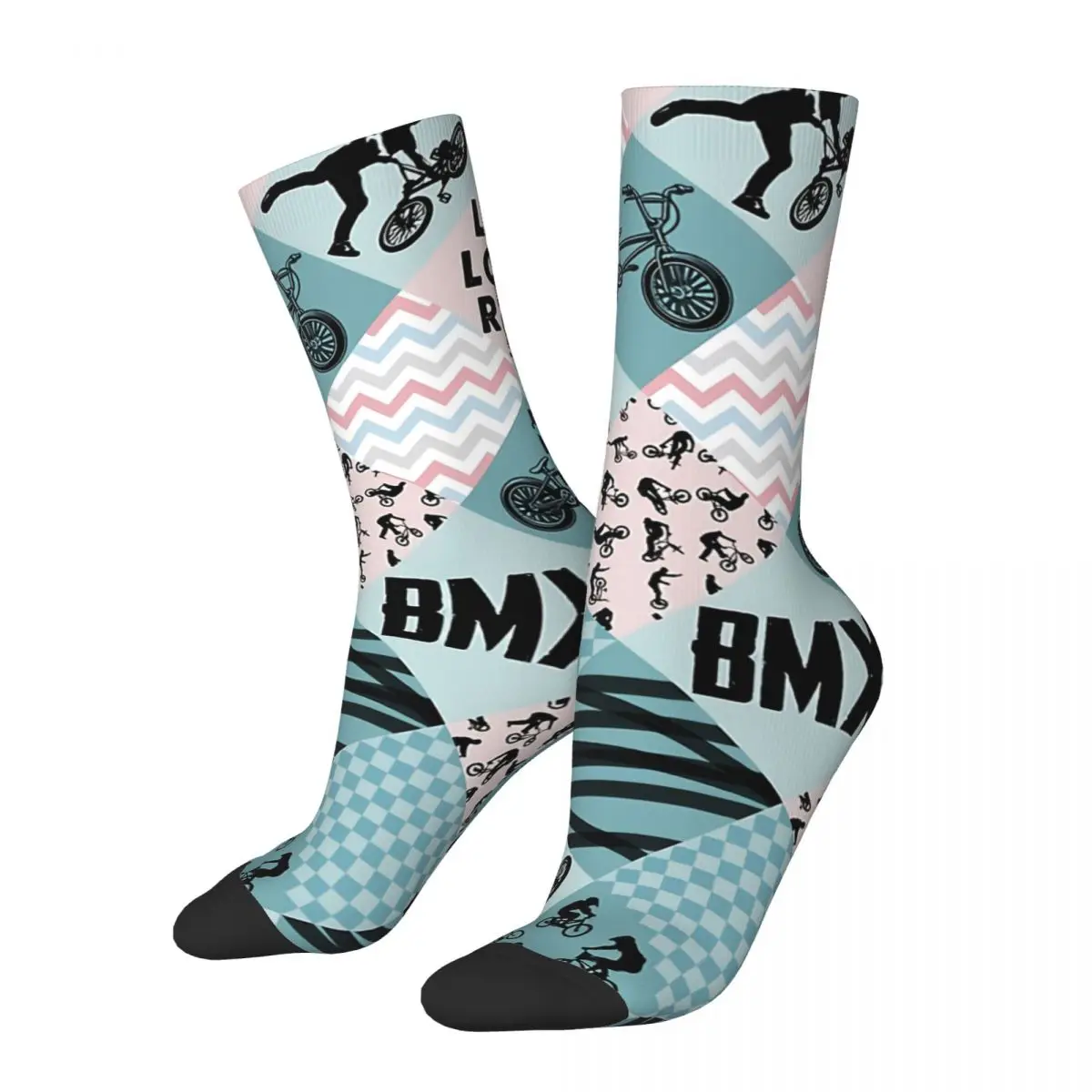Hip Hop Vintage BMX Cross Live Crazy Men's Socks Bicycle Bike