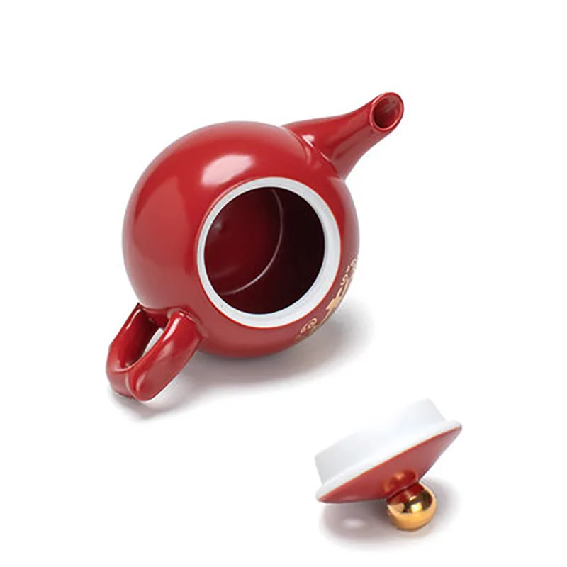 Porcelain Tea Pot with Lid, Ceramic Kettle, Teaware for Tea, Coffee, Milk, Office Household, Home Wedding, Newlywed Souvenir Gif