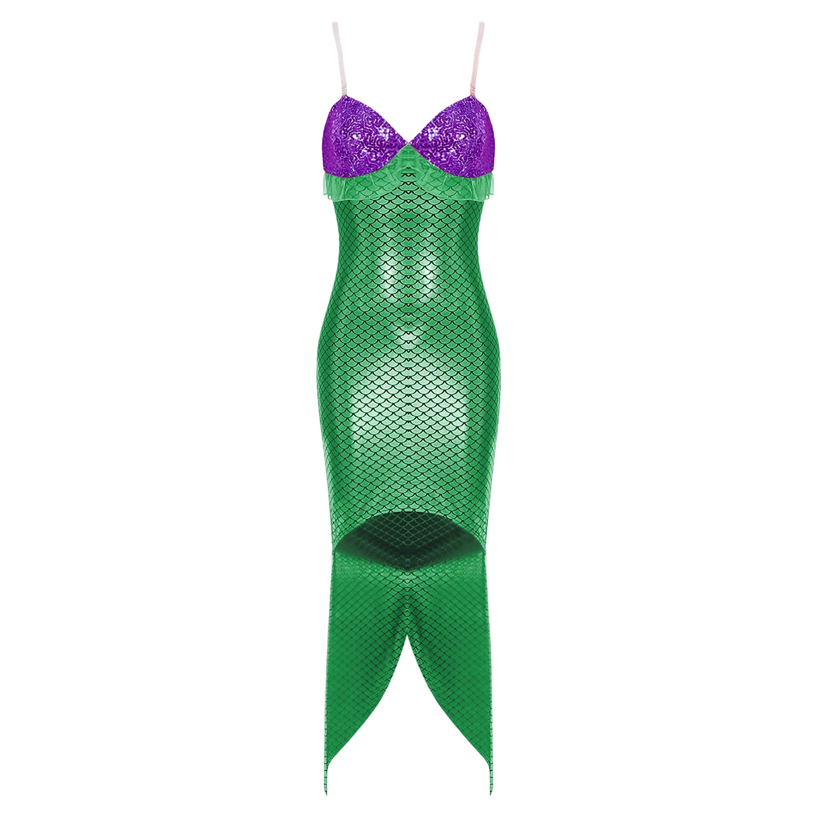 chinese dress ladies Metallic Green Long Mermaid Costume Dress