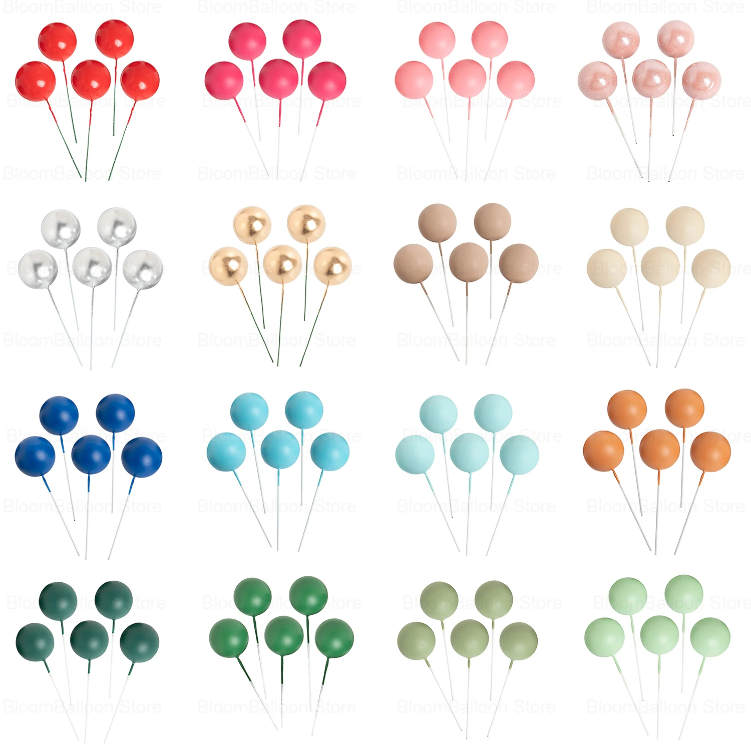 Cake Toppers 5Pcs Balls Gold Silver Sage Green Cupcake Cake Topper For Birthday Party Wedding Baby Shower Decorations