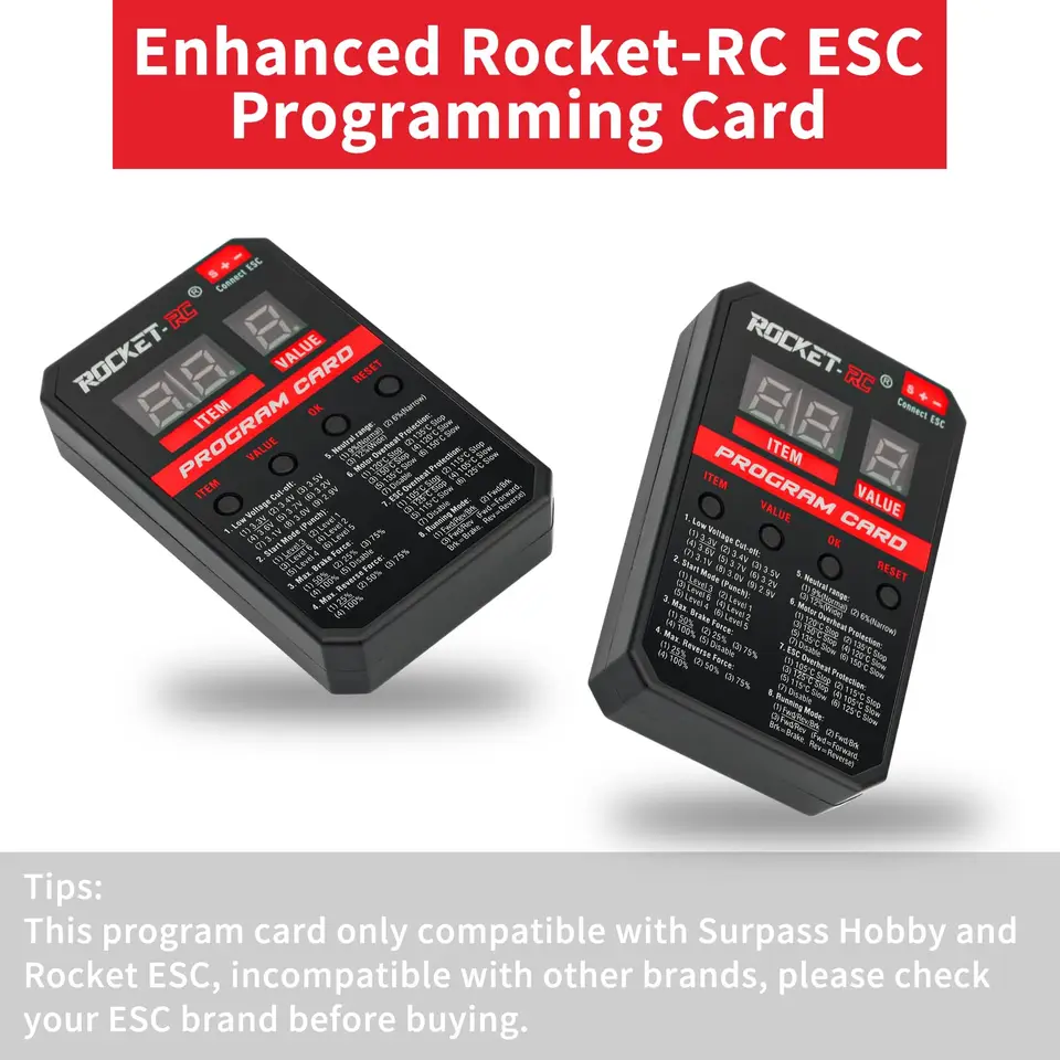 rocket-rc ブラシレスモーター17.5 120Aアンプ　プログラムカード rocket-rc ブラシレスモーター17.5 120Aアンプ プログラムカード