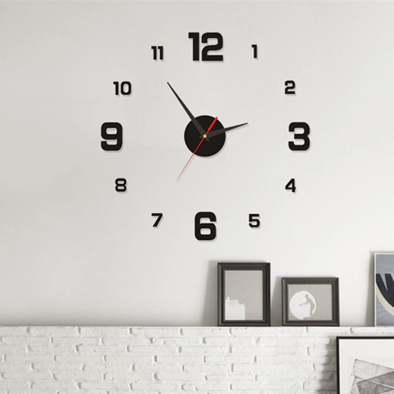 Reloj de pared 3D DIY, diseño moderno sin marco, números de superficie de  espejo, relojes de pared, calcomanías de pared silenciosas, regalo, sala de