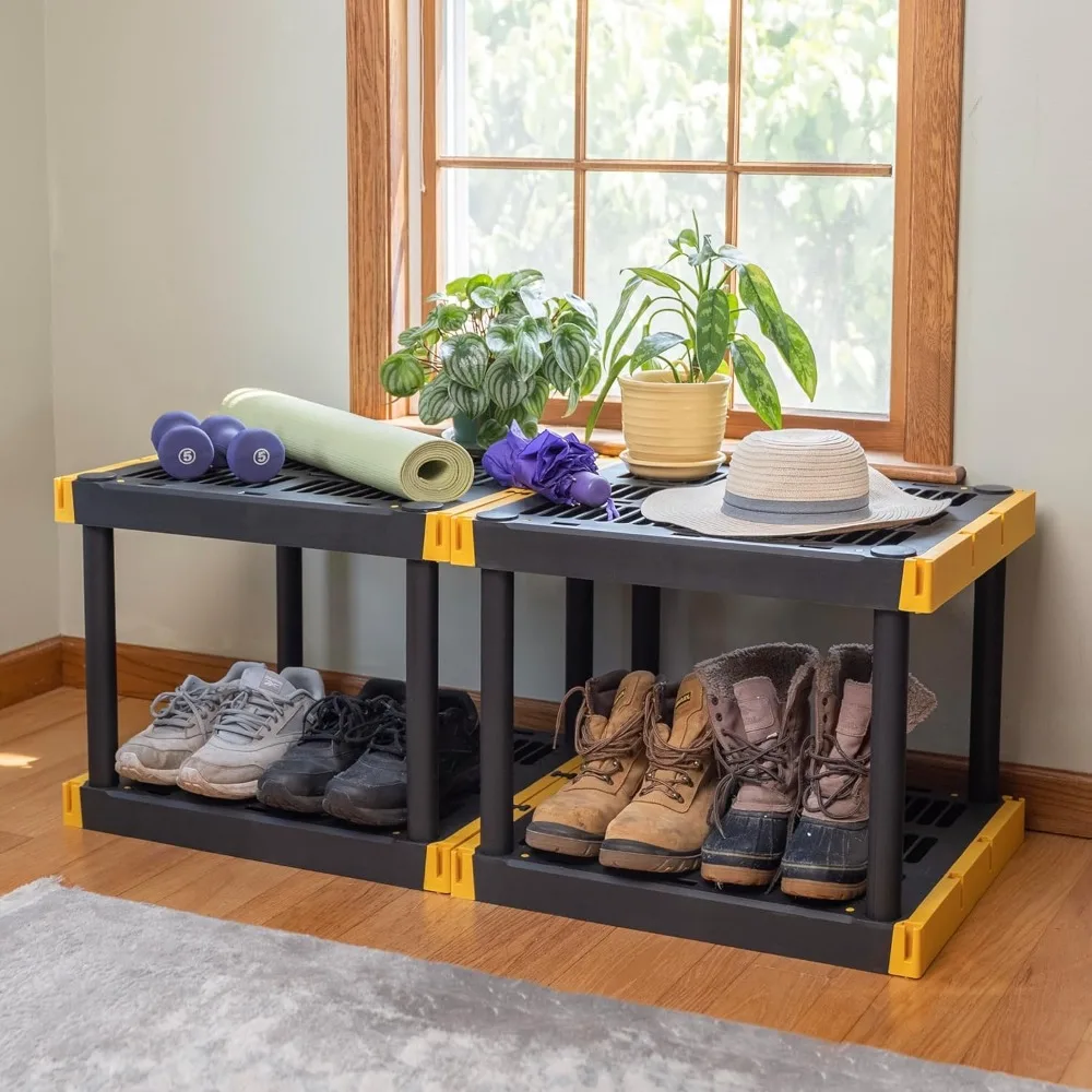 4-Tier Heavy Duty Plastic Storage Shelving Unit, 100lbs, for Indoor/Outdoor Organization, Modular Rack, Extremely Durable 6