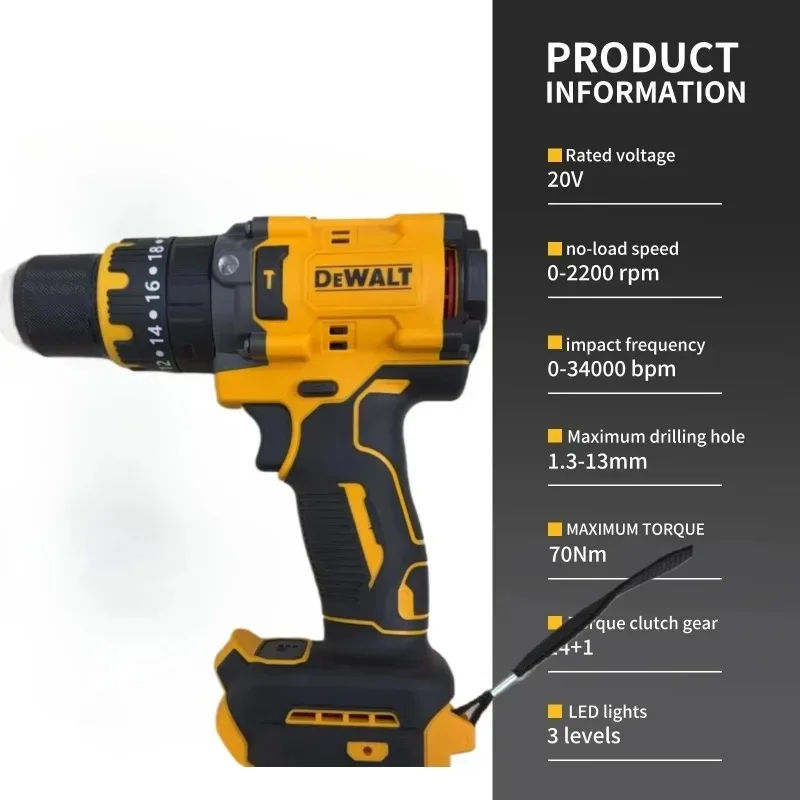 DEWALT DCD791 브러시리스 무선 충전식 전동 공구 소형 드릴 드라이버 다기능 20V 배터리 호환