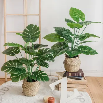 인공 거북이 뒷잎 가짜 꽃의 고급 시뮬레이션 18 포크 거북이 뒷잎 창조적 인 시뮬레이션 식물 벽 화분