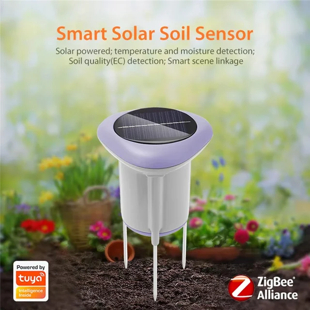 AAAEL-Tuya Smart Zigbee Solar Soil Sensor For Gardening Temperature And Humidity Meter APP Control Digital Soil Thermometer 6