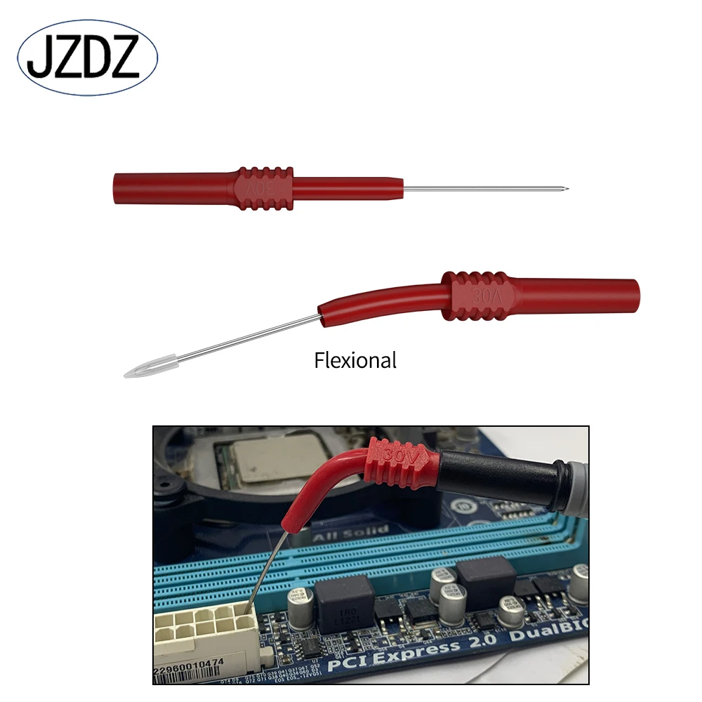 JZDZ 2PCS 테스트 리드 핀 1MM 유연한 테스트 프로브 팁 전기 커넥터 4MM 여성 바나나 플러그 멀티 미터 바늘 J.30010
