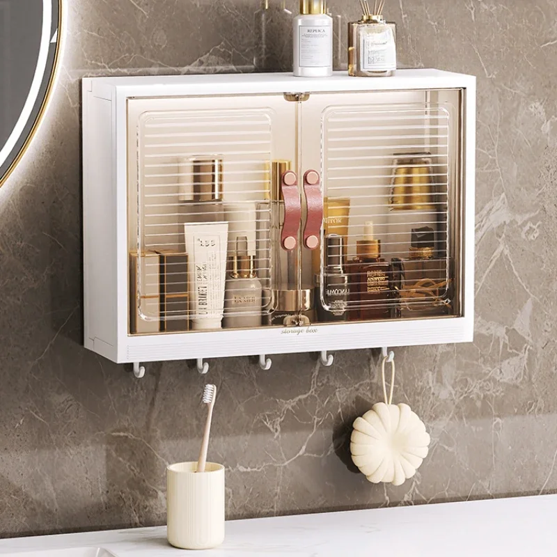 

Wall-mounted Non-perforated Bathroom Shelves:Modern Simplicity Storage Cabinet for Light Luxury Home Organization