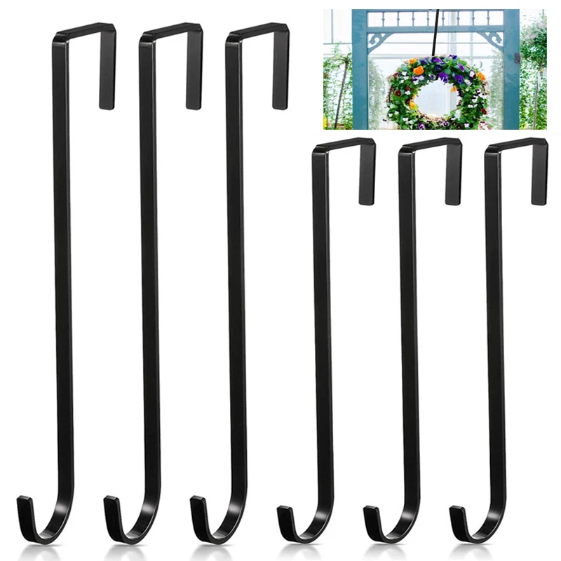 12/15 Inch Christmas Wreath Hanger Metal Long Hook Removable Door Storage Rack Hanging Hooks Xmas Easter Home Decorations