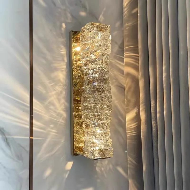 럭셔리 크리스탈 LED 벽 조명 침실 침실 거실 홈 호텔 골드 크롬 현대 장식 Sconce 실내 비품