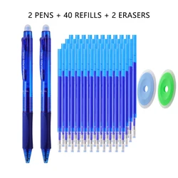 Premium 0.5mm Erasable Gel Pen Set with Built - in Top Eraser and Refill (Blue set)