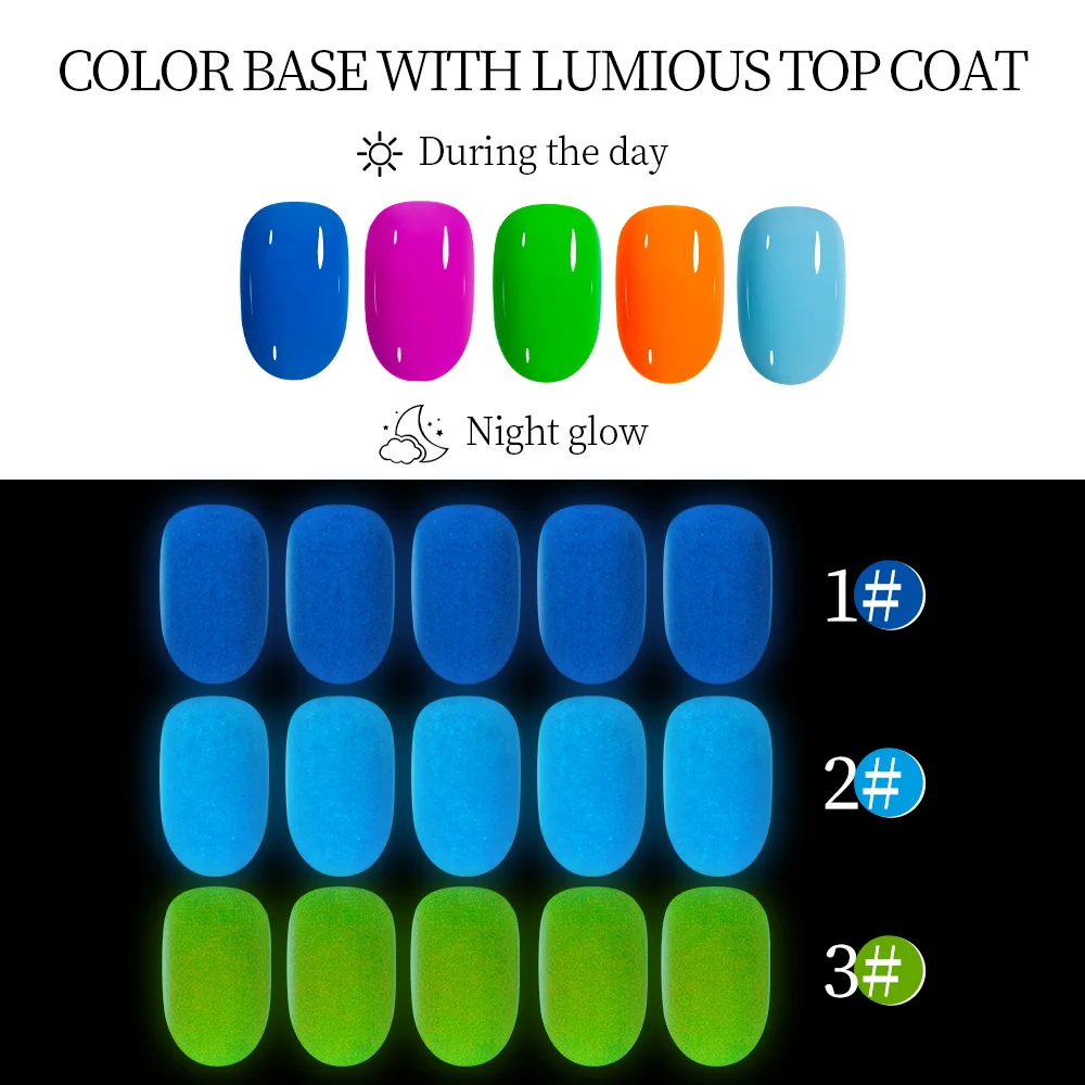 MAYCHAO Luminous Gel Glow In The Dark Top Coat 7ML Fluorescent Soak Off UV LED Top Gel Nail Polish Universal Nail Seal Top Coat