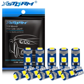 차량용 LED 전구 W3W W1.2W 12V, 캔버스 자동차 인테리어 조명, 대시보드 보온 표시기, 웨지 램프, T5, 10 개