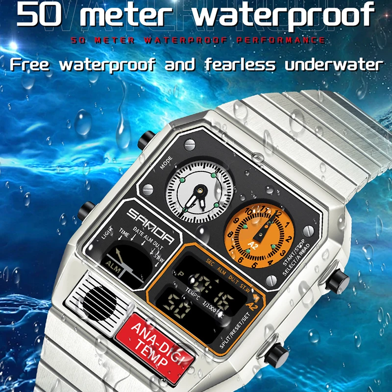 SANDA 3192 Top Men's Youth Casual Square Electronic Watch