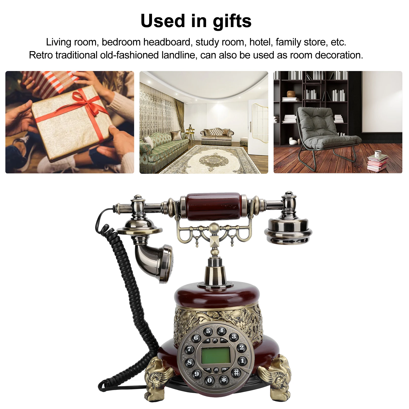 【New】MS‑2200A European Vintage Landline Classical Wired Old‑fashioned Telephone with Backlight Old‑fashioned Telephone