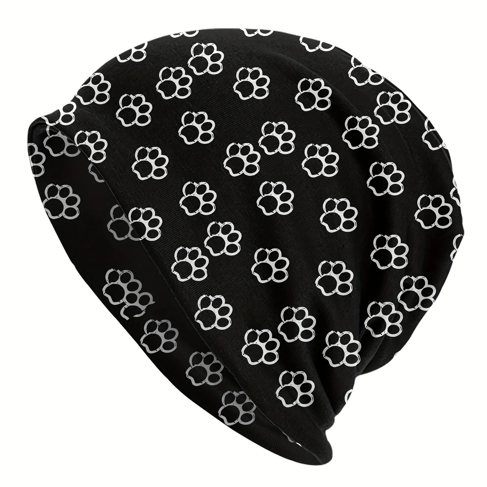 

1pc Fashionable Black Dog Paws Hat with Dog Paw Print Design for Men and Women Teens Tile Pattern Print Four Season Thin Hats