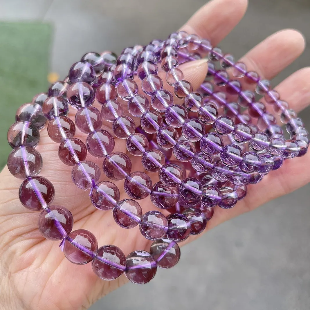 JD 7A Natürliche Brasilianische Eis Amethyst Perlen Armbänder Frauen Licht Lila Energie Kristall Stein Strang Armband Reiki Healing Geschenke – Detail 5
