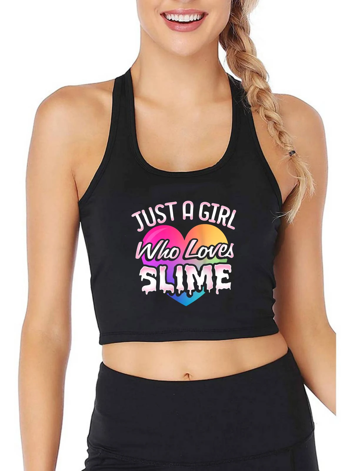 

Женский облегающий топ с надписью «Just A Girl Who Loves Slime Queen»