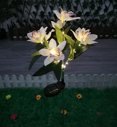 Solar-Powered Orchid Flower Lights - 7-Head LED Garden Decor (White Orchid)