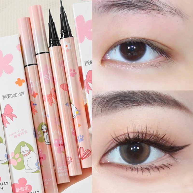 Ultra-fine Lasting Liquid Eyeliner Pen Makeup Waterproof Black Brown Lying Silkworm Pencil Quick-dry 6 Colors