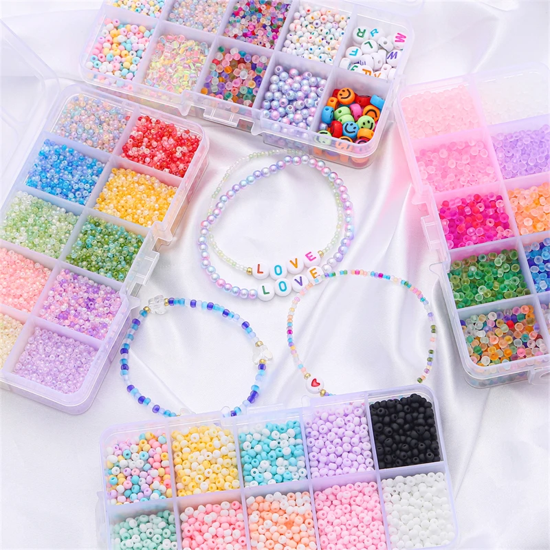 10 Colors Czech Crystal Glass Seed Beads Set,Jewelry Making Kit,Alphabet Letter Beads Box,Handmade DIY Earring,Bracelet,Rings