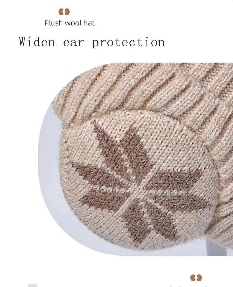 Winter Warm Plush Knitted for Men Women Snow Fashion Hat Unisex Outdoor Coldproof Ear Protection Wool Caps_voghion.com