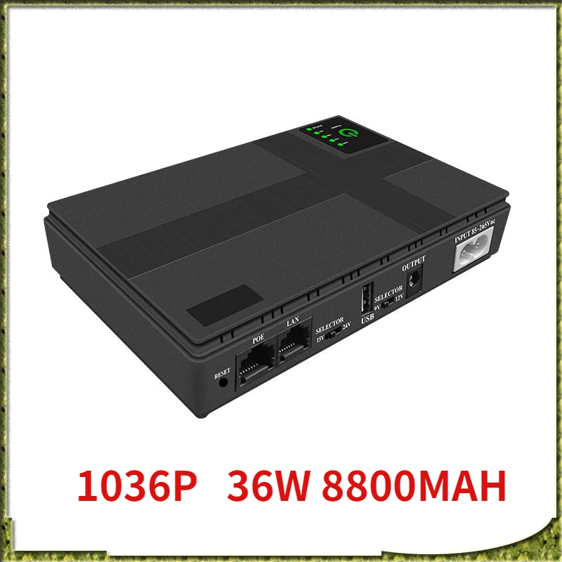 

1036P 36W 8800MAH 5V/9V/12V Router Backup Uninterruptible Power Supply Rechargeable Treasure Cell Phone DC Mini UPS White/black