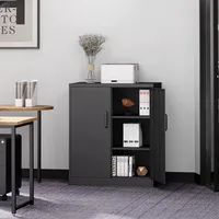 Metal Garage Storage Cabinet with 2 Doors and 2 Adjustable Shelves - 35.5" Steel Lockable File Locking Counter Cabinet 2