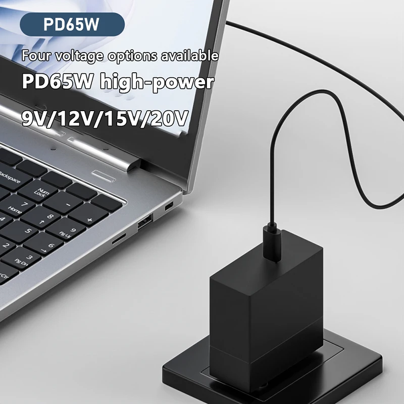 라우터 미니 선풍기 스피커용 DC 전원 어댑터 케이블, C타입 to DC 전원 잭 컨버터, 9 V, 12V, 15V, 20V, 65W, 3A