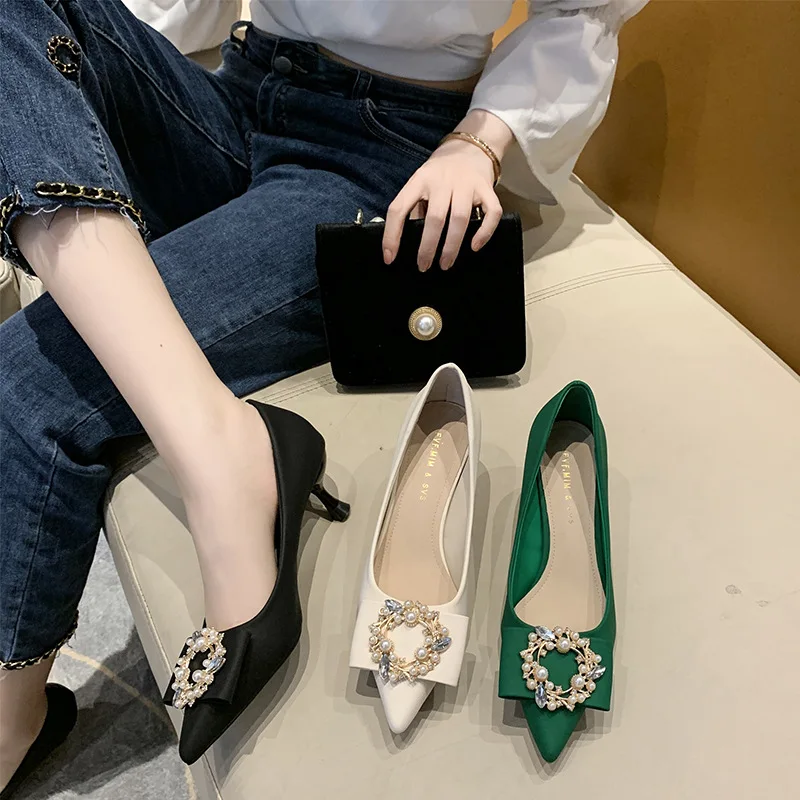 

Женские туфли на высоком каблуке, туфли с острым носком на тонком каблуке, весна-лето 2024