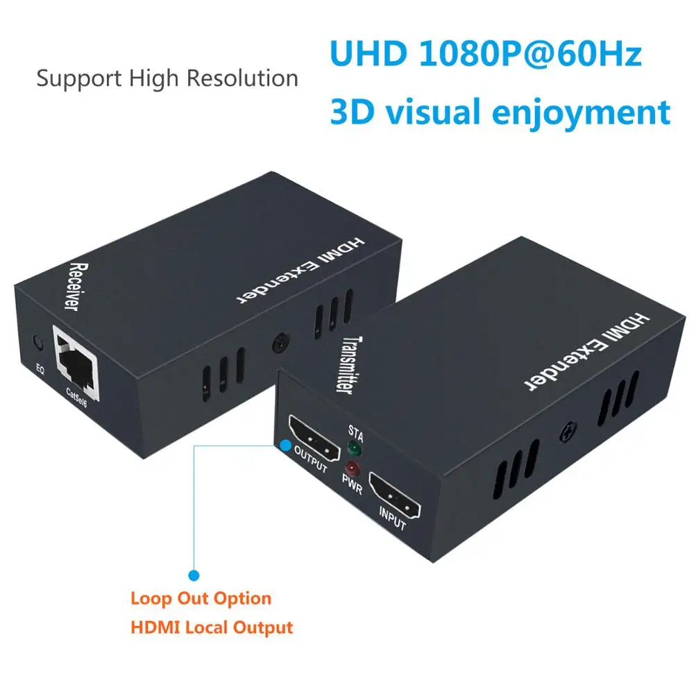 2023 60M HDMI ͽٴ 1080p 3D HDMI ۽ű ű Cat 5e/6 RJ45 ̴ , ̱ EU  ÷  IR POE