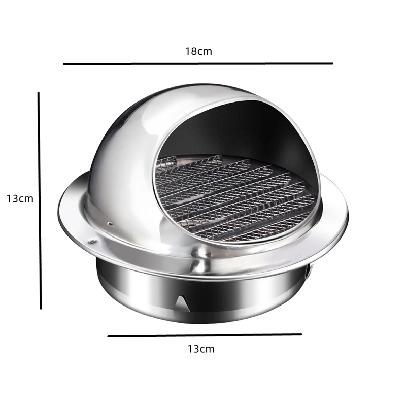 Outdoor Stainless Steel Hood Wall Vent Cover Rain Hood Flue Wind Hood  Exhaust Grid Insect-Proof Bathroom Exhaust Fan Vent - AliExpress