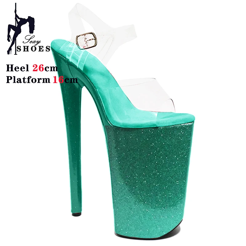 10Inch/26cm Crystal Upper Girl High Stripper Heels Wrap Platform Sandals Open Toe Pole Dance Shoes Women Sexy Fetish DRESS Shoes