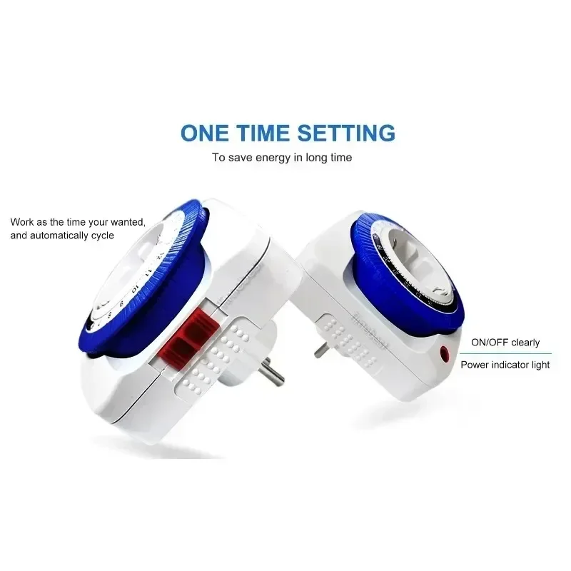EU 24 Hours Timer Switch Timer Plug in Mechanical Grounded Programmable Smart Countdown loop Switch Socket Indoor Auto Power off 4