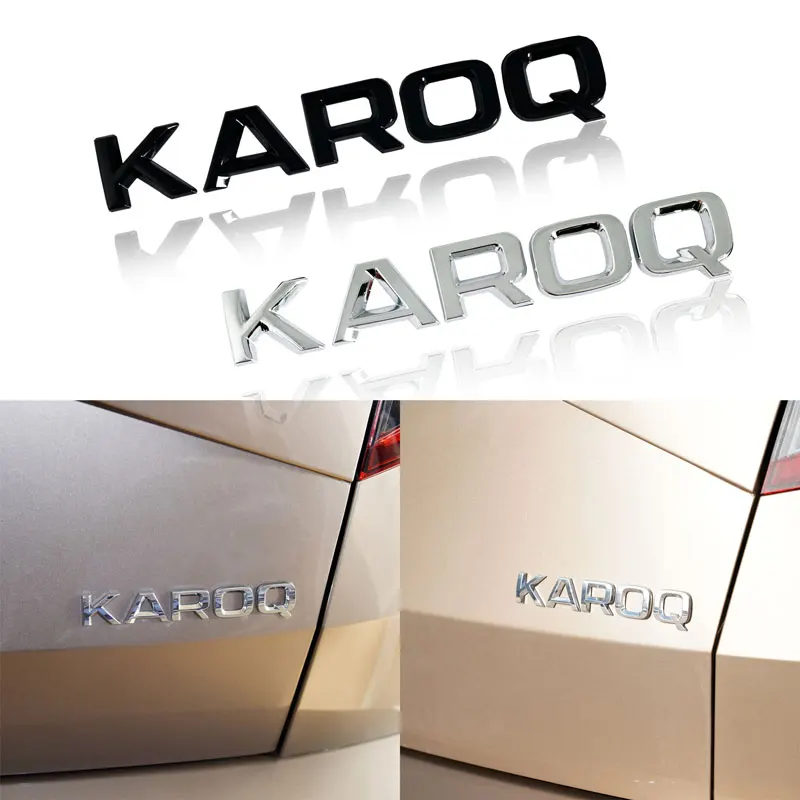 Car Decor 3D Metal Karoq Car Letter Logo Posteriore Tronco Decalcomanie Emblema Adesivo Per Skoda Octavia Fabia Rapid Karoq Superb Kodiaq