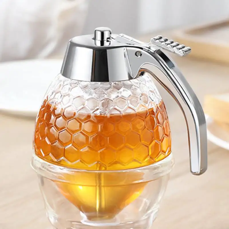 Portable Honey Jar Oil Syrup Storage Kettle Suitable for Juice Honeybee Kitchen Liquid Pot Container Kitchen Storage Supplies