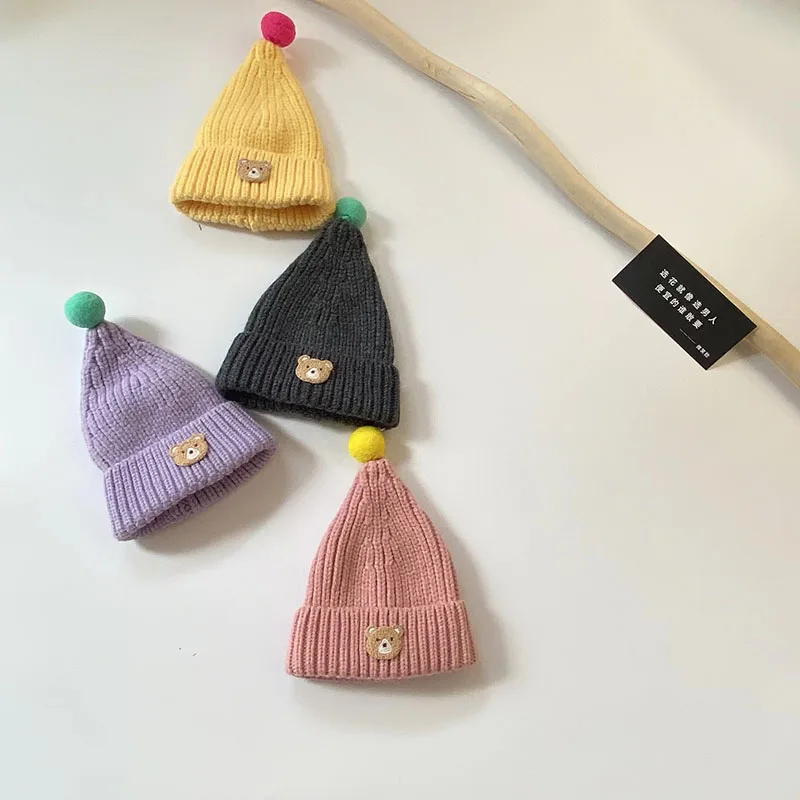 Winter Baby Knitted Hat Infant Bear Head Woolen Cap