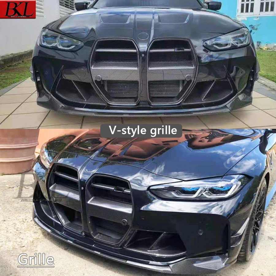 For BMW M3 G80 M4 G82 G83 racing grille Carbon fiber grille front bumper air vents grille frame body kit