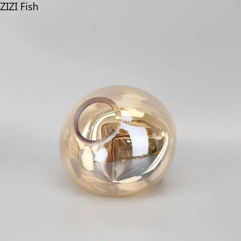 Transparent Brown Glass Vase with Marble Base 4